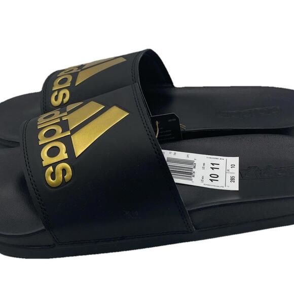 Adidas Adilette Comfort Slip-on Slide Sandals Men's Size 11 Black/Gold Metallic - Picture 1 of 7